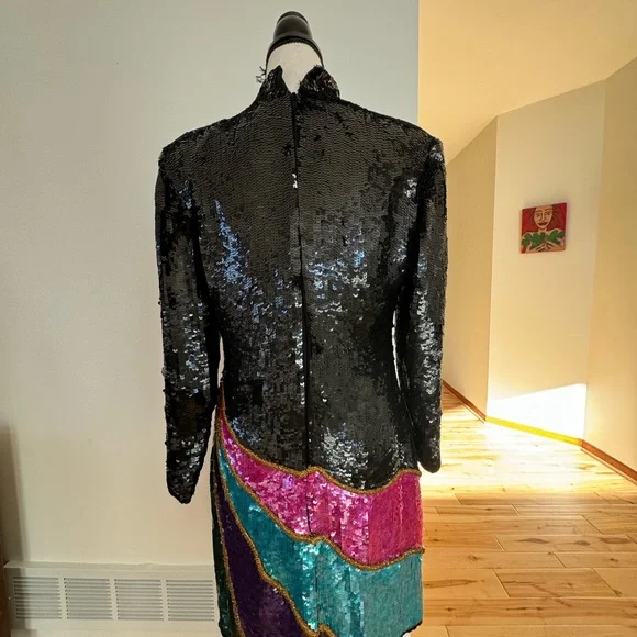 Mob wife glam dress, vintage Scarlet Rage,colorful - Picture 9 of 16